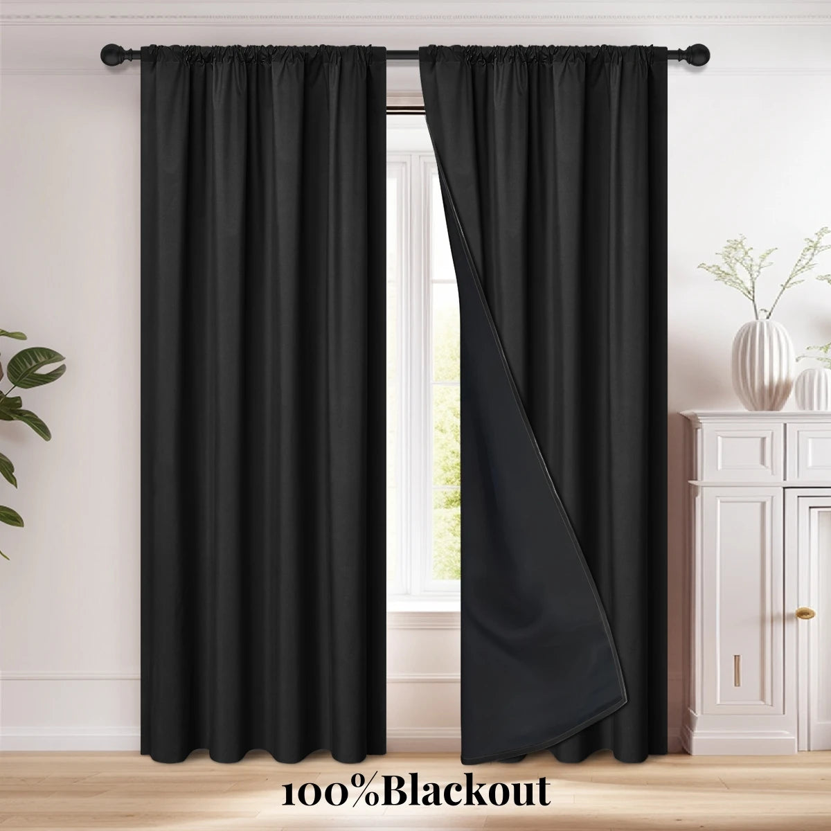 Rideau occultant 100% avec poche pour tringle