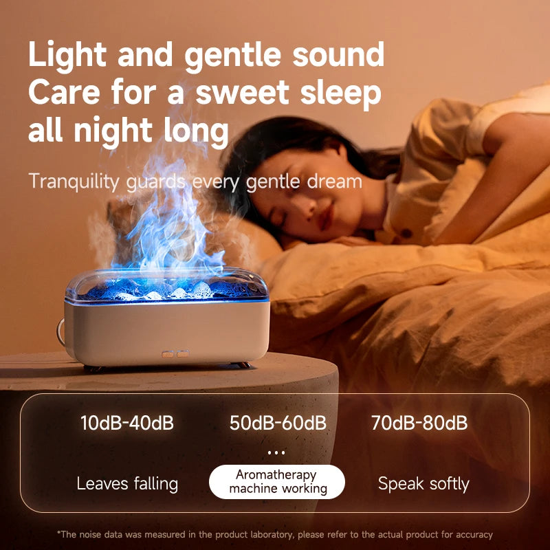 Machine d'aromathérapie à Simulation de flamme, Mini humidificateur d'air silencieux
