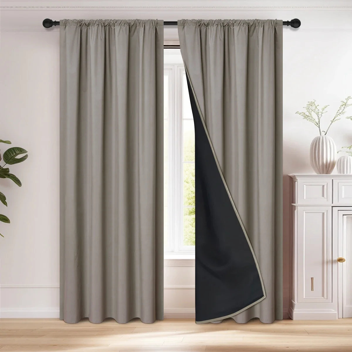 Rideau occultant 100% avec poche pour tringle