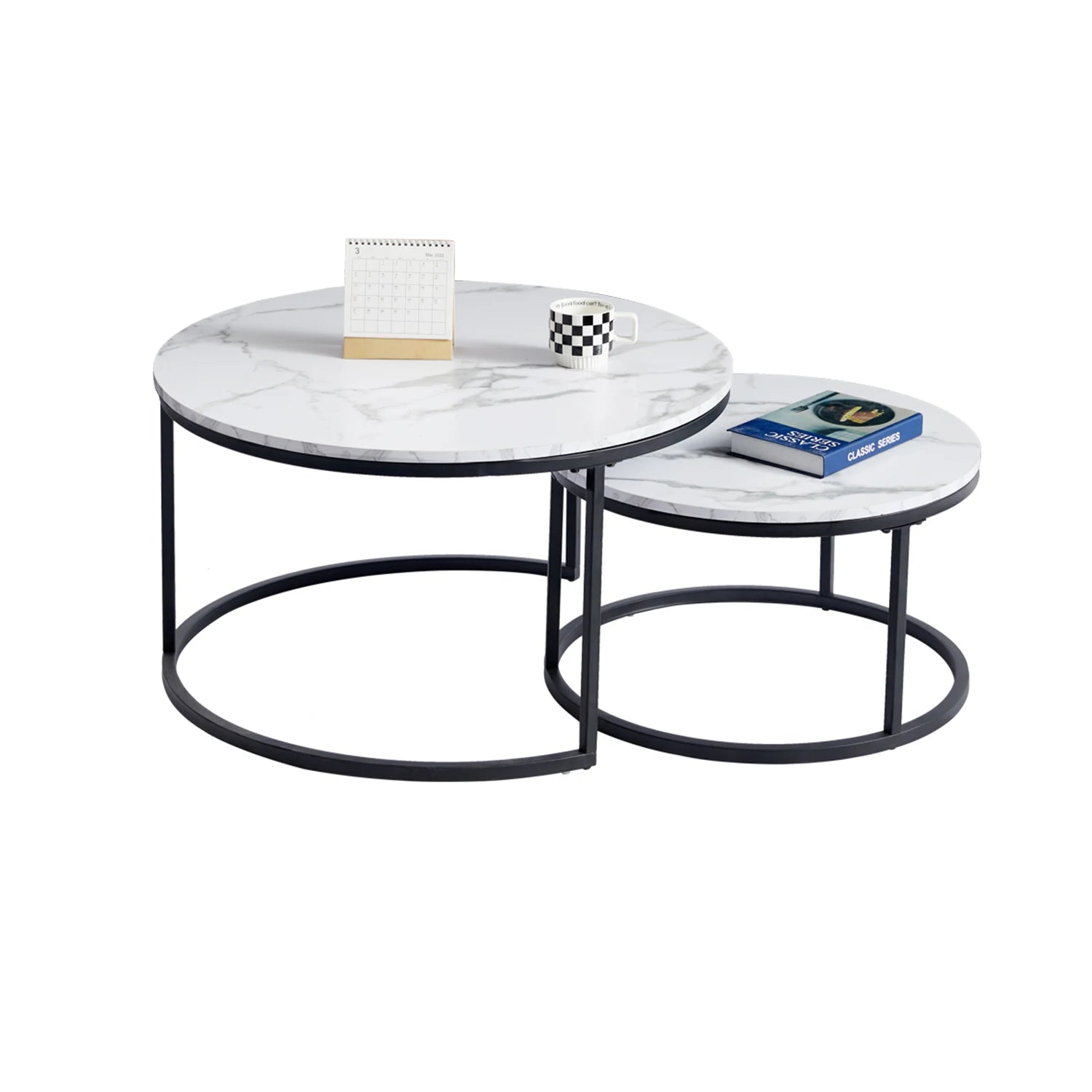 Table basse moderne Texture marbre pour salon