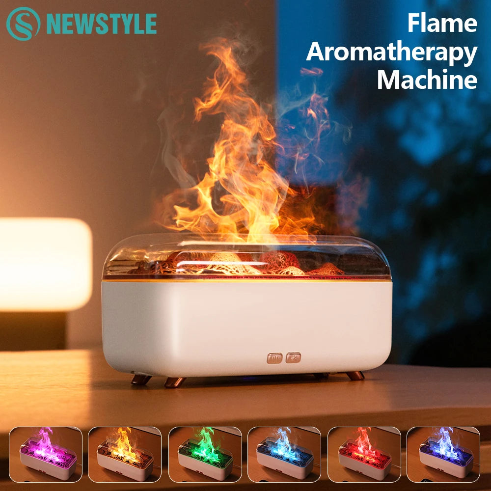 Machine d'aromathérapie à Simulation de flamme, Mini humidificateur d'air silencieux